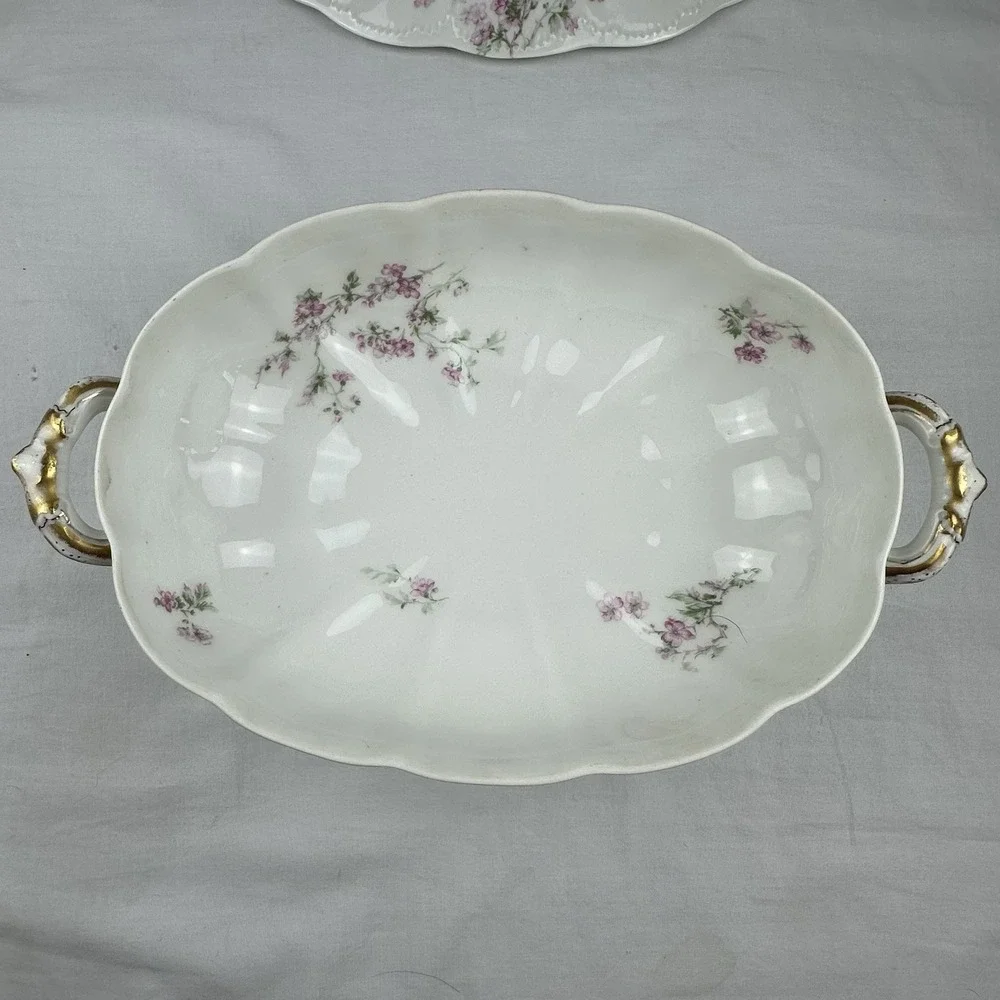 Antique Haviland Limoges Covered Tureen Schleiger 19 Blank 1 Pink Floral Gilt